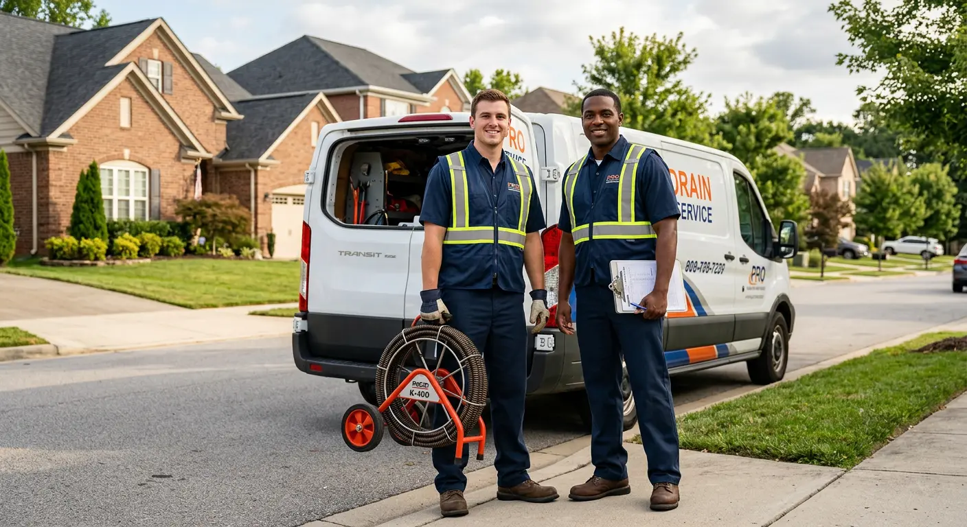 Sewer and drain service team with equipment ready for work in Zephyrhills