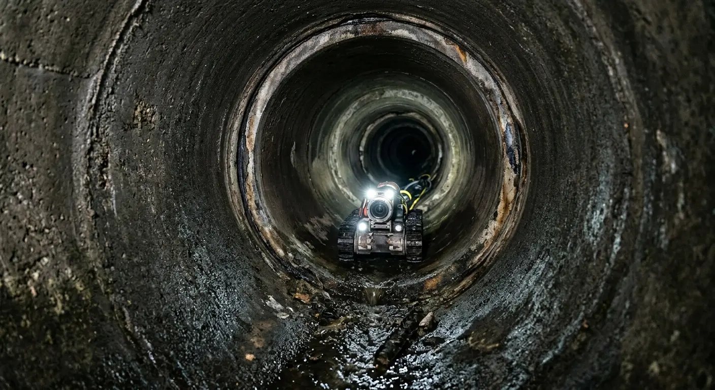 Robotic sewer camera inspecting pipe interior for Sewer Line Repair in Zephyrhills